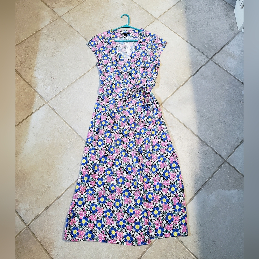 NWT J. Crew Spring Floral Print Women's Wrap Midi Dress